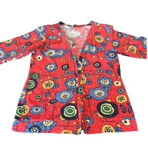 Floral Print Open Front Cardigan | Long Sleeve | Womens L/XL | Wool | NO TAGS